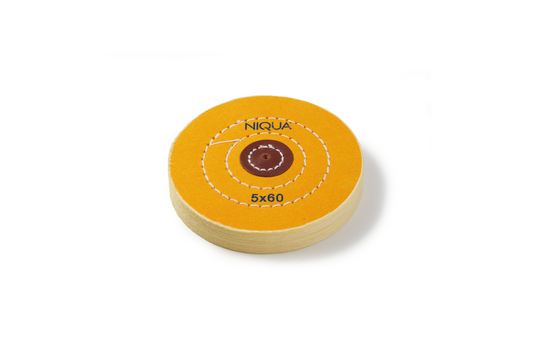 NIQUA Disque de Polissage Jaune Ø 125 mm 60 plis – Disque professionnel medium pour bijouterie
