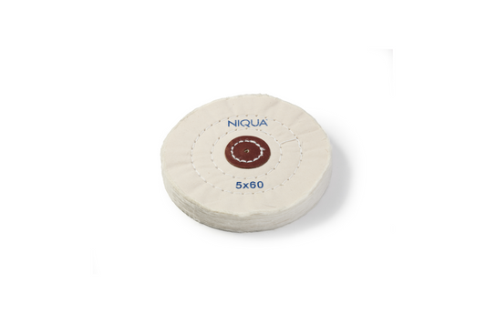 NIQUA Disque de Polissage Blanc Ø 125 mm 60 plis – Disque professionnel doux pour bijouterie
