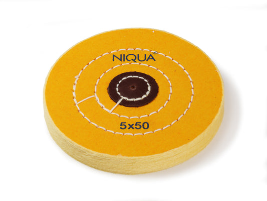 NIQUA Disque de Polissage Jaune Ø 120 mm 50 plis – Disque professionnel medium pour bijouterie