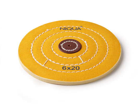 NIQUA Disque de Polissage Jaune Ø 150 mm 20 plis – Disque professionnel medium pour bijouterie